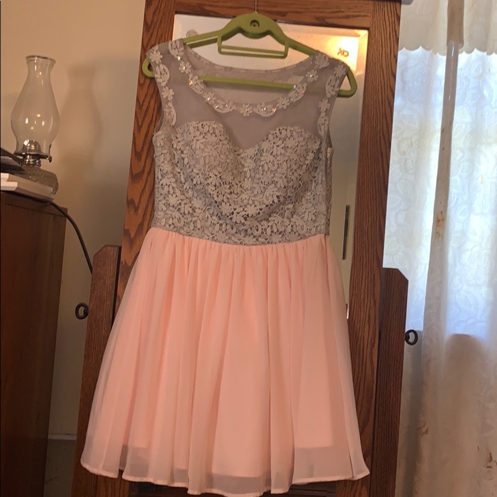Gray and light pink cocktail dress
